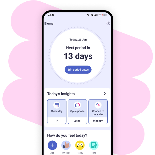 Bluma app homescreen